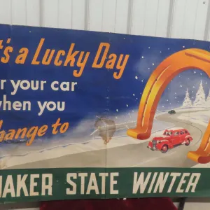 Quaker State Winter Oil Heavy Paper Banner, C. Early 1940s, 34" x 57"