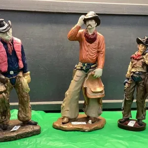 (3) COWBOY STATUES - (2) PLASTER, (1) RESIN