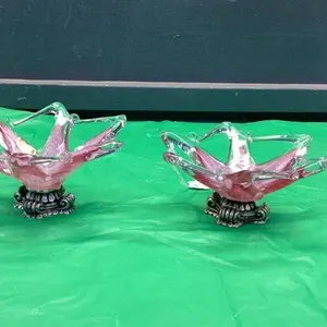 (2) MURANO GLASS DECORATIVE PIECES W/ BRASS BASES