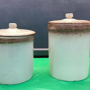 SET OF (2) MEDALTA CANISTERS W/ LIDS -  REDCLIFF POTTERIES