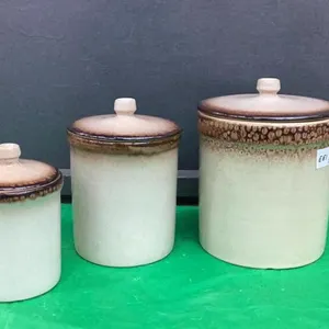 SET OF (3) MEDALTA CANISTERS W/LIDS - REDCLIFF POTTERIES
