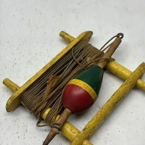 Antique Primitive Hand Fishing Bobber Line