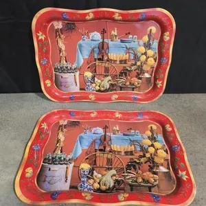 2 metal coke trays 1960's