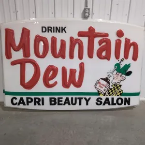 Vintage Heavy Plastic Sign -  Mountain Dew Capri