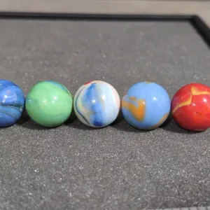 5 opaque swirl marbles 15/16" and 1"