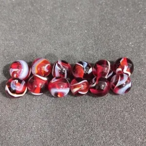 12 red slags (AKRO?) marbles vintage 5/8"