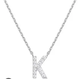 PAVOI 14K White Gold Plated Cubic Zirconia Necklace with ‘K’ Pendant