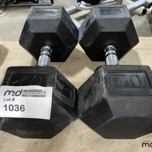 (2) Progression 70 lbs Dumbbells
 UNRESERVED