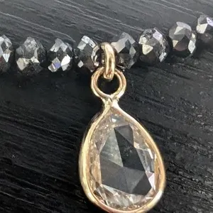 10K Yellow Gold Natural Diamond Beaded Necklace,