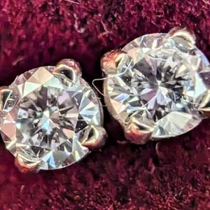 14K White Gold Lab Diamond Stud Earrings,