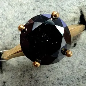 10K Yellow Gold Black Diamond Ring, Size 5.5.