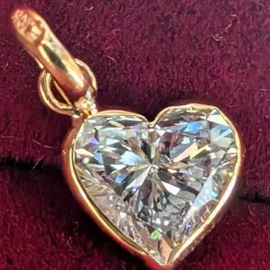 10KT Yellow Gold Heart Lab Diamond Pendant,