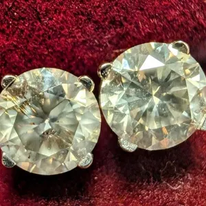 14K White Gold Natural Diamond Stud Earrings