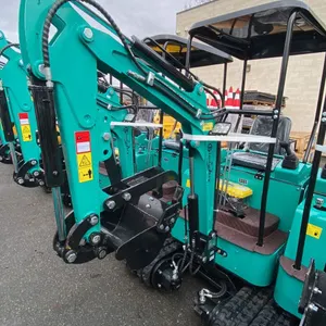 AGT INDUSTRIAL H15R TEAL GAS POWERED 13.5HP RUBBER TRACK MINI EXCAVATOR WITH ATTACHED