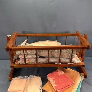WOODEN DOLL CRADLE