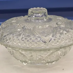 Vintage Pressed Glass Lidded Dish