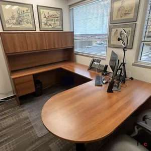 U-Shaped Desk w/ (2) Chairs & 3' Bookshelf 
 UNRESERVED