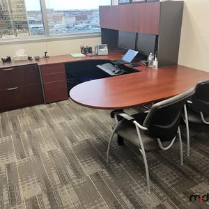 U-Shaped Desk w/ (2) Chairs, 3' Bookshelf, Filing Cabinet & Closet 
 UNRESERVED