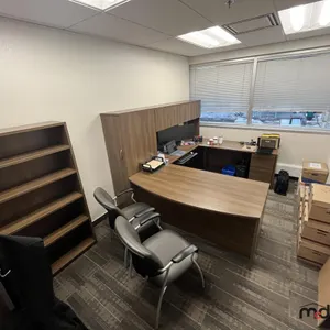U-Shaped Desk w/ (2) Chairs, (2) 3' Bookshelves, Mat & Closet
 UNRESERVED