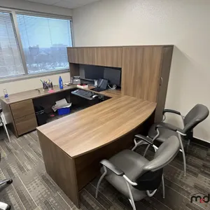 U-Shaped Desk w/ (3) Chairs, 3' Bookshelf, Closet & Mat 
 UNRESERVED