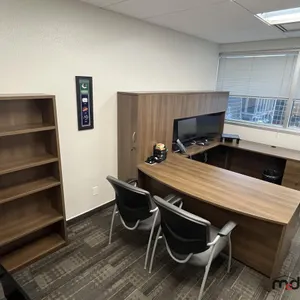 U-Shaped Desk w/ (2) Chairs, (2) 3' Bookshelves, Mat & Closet
 UNRESERVED