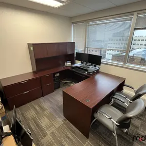 U-Shaped Desk w/ (2) Chairs, Filing Cabinet & Mat
 UNRESERVED