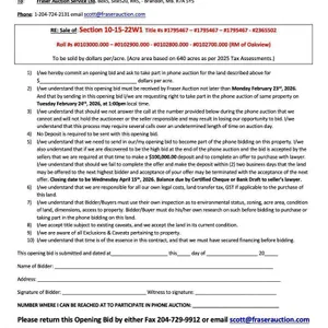FARMLAND PHONE BID AUCTION of 1 SECTION in RM of OAKVIEW (NO ONLINE BIDDING AVAILABLE. ALL BIDDING IS BY PHONE CALL AUCTION)