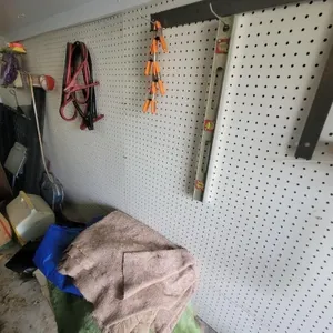 Square, jumper cables, and dog cage