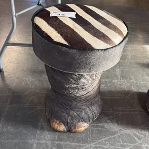 ZEBRA/ELEPHANT LEG STOOL WITH PAPER WORK