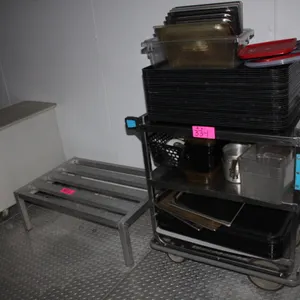 Metal Cart, Contents, and Dunnage Rack
