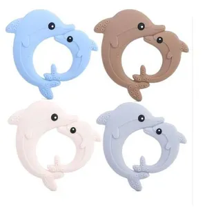 Aitoustne 4-Piece Dolphin Baby Teethers, BPA Free, Easy Hold