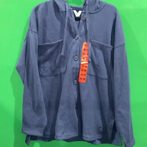 Roxy Blue Long-Sleeve Button-Up Hoodie Size Medium