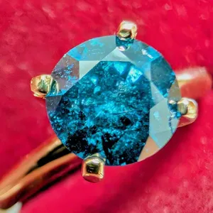 10K(2.36g), NATURAL ENHANCE BLUE DIAMOND (1.05ct)RING, size 6.5, appraised value $4445, ring resizea