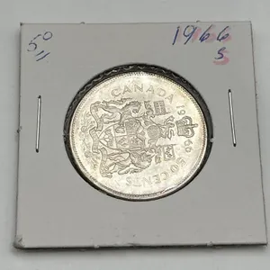 1966 Canada 50-Cent Silver Coin with Elizabeth II Portrait