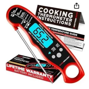 Lot of 2 Alpha Grillers Instant Read Thermometer with Backlit Display and Probe