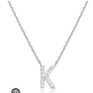 PAVOI 14K White Gold Plated Cubic Zirconia Necklace with ‘K’ Pendant