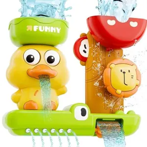 iPlay, iLearn Bath Toy for Toddlers 1-3, Baby Waterfall Duck Bathtub Toy W/ Suction Cup, Kid Bath Tu