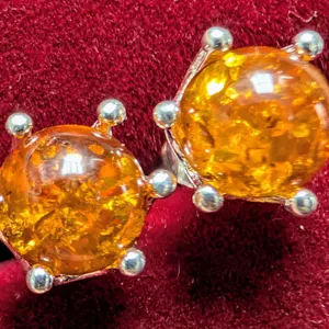 SILVER(1.88G), AMBER EARRINGS