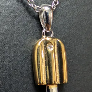 SILVER(3.01G), GENUINE DIAMOND (0.01CT) NECKLACE 15-16"