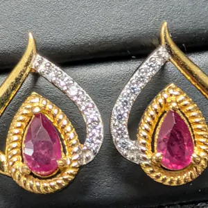 SILVER(2.3G), GENUINE RUBY (APP 0.6CT) EARRINGS, SUGGESTED RETAIL VALUE $200