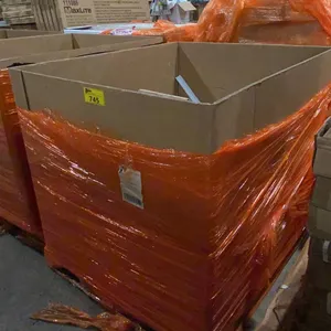 CARDBOARD PALLET BIN OF ASSORTED COMMERCIAL PLUMBING SUPPLIES AND HARDWARE