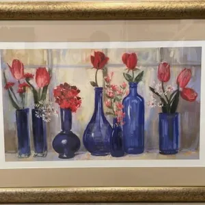 Framed Floral Decor Picture. 40.5" x 18.5"