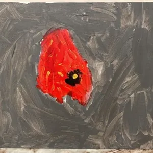 Original Painting by Hannah - Grade 2. The Poppy.