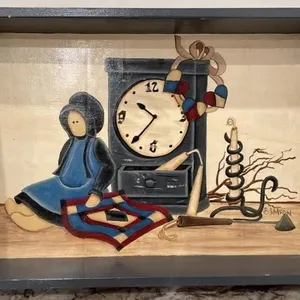 Wooden Serving Tray w/Original Painting by