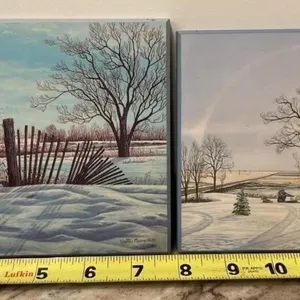 2 Small Pictures by Yvette Moore on Hardboard.