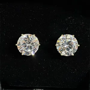 *NEW* 14K GOLD PLATED SIMULATED DIAMOND (CZ) STUD EARRINGS: 4 CT EACH