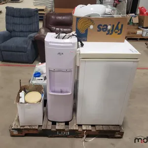 Pallet w/ Arctic King 5.0 cu.ft. Chest Freezer, Water Cooler & Boxes of Misc. Kitchen Items 
 UNRESERVED