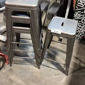 4 GREY METAL STOOLS