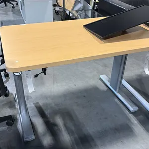 MAPLE SIT/STAND ELECTRIC COMPUTER TABLE 46" X 29"