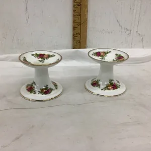 ROYAL ALBERT - “OLD COUNTRY ROSE” TAPER CANDLE HOLDERS